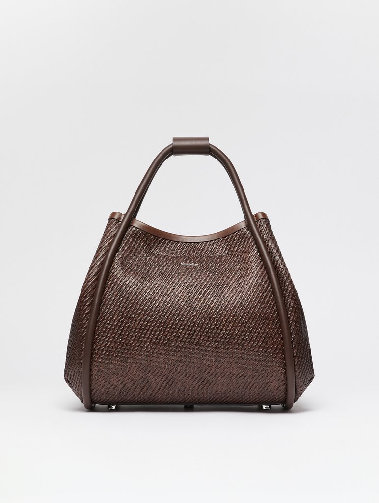 Коричнева сумка Max Mara зі шкіряними деталями: фото 3 - Invogue