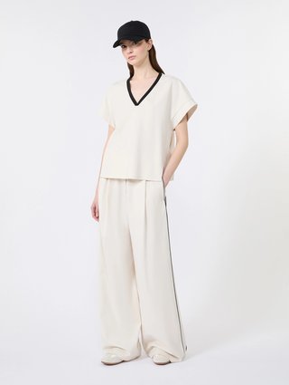 Молочні штани Weekend Max Mara з ліоцелу та бавовни: фото 2 - Invogue