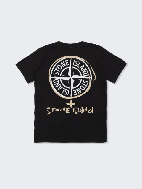 Чорна футболка Stone Island з бавовни з принтом: фото 1 - Invogue