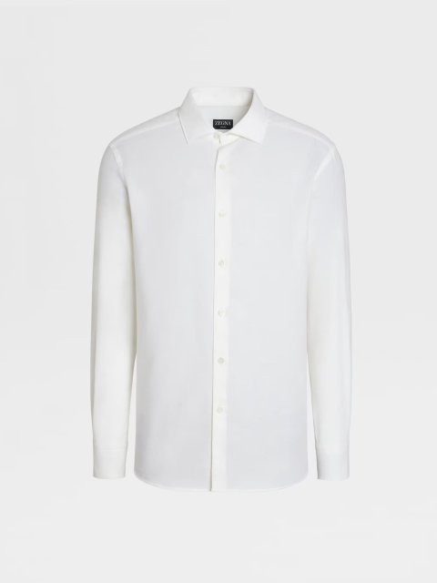 Белая рубашка ZEGNA из бленда хлопка и кашемира: фото - Invogue