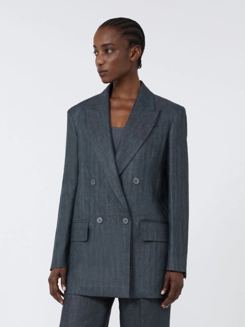 Сірий жакет Max Mara з льону: фото 2 - Invogue