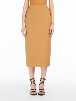 Светло-коричневая юбка миди Max Mara: фото 1 - Invogue
