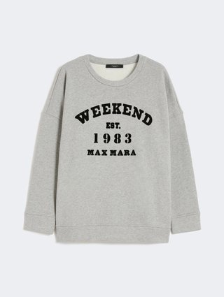 Светло-серый свитшот WEEKEND MAX MARA из хлопкового трикотажа: фото - Invogue