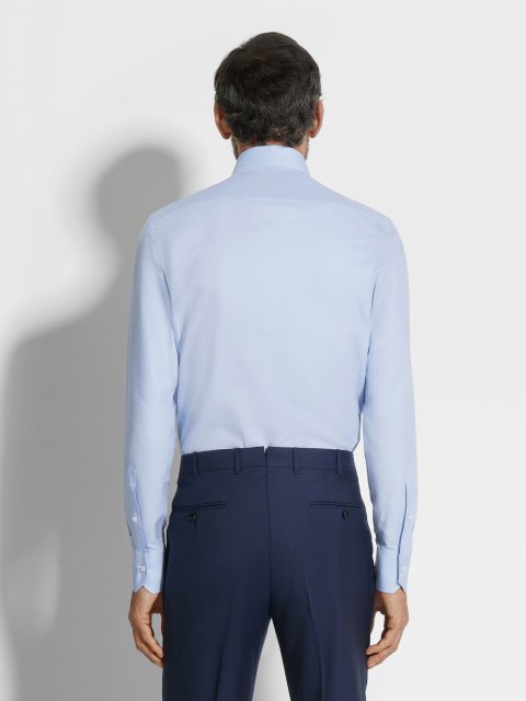 Блакитна сорочка ZEGNA з бавовни: фото 3 - Invogue