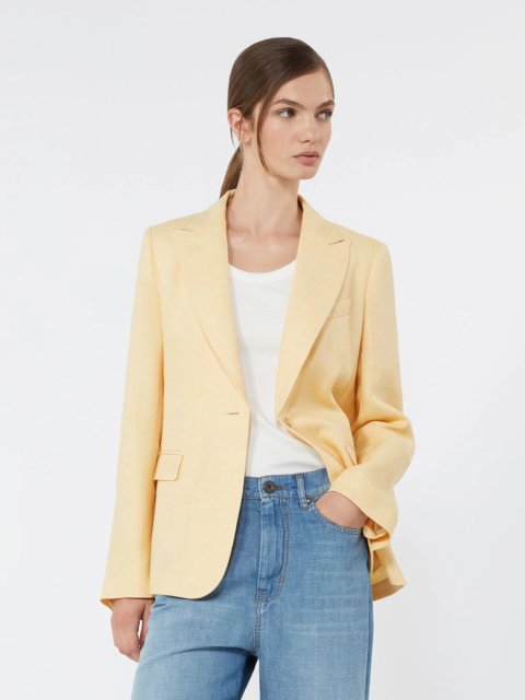 Жовтий жакет Weekend Max Mara з чистого льону: фото 4 - Invogue