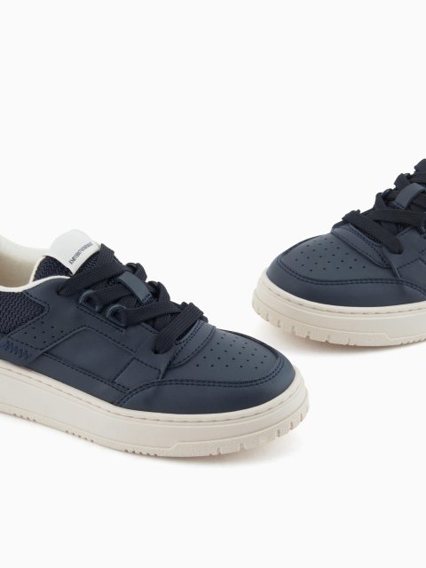 Темно-сині кеди EMPORIO ARMANI KIDS зі шкіри: фото 2 - Invogue