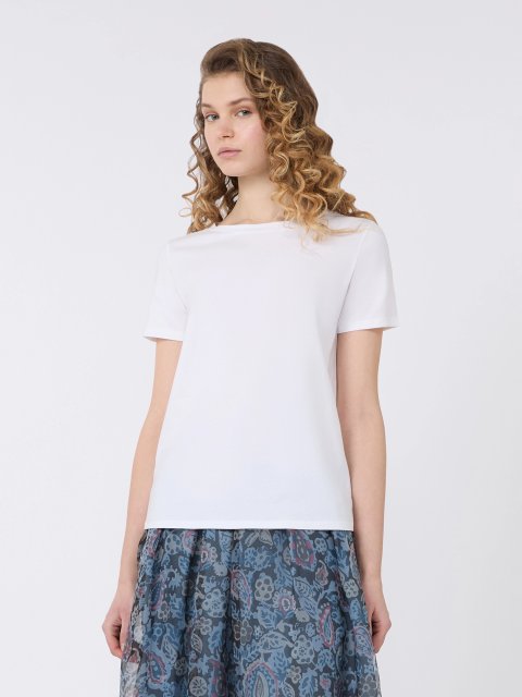 Біла футболка Weekend Max Mara з бавовни та еластану: фото 2 - Invogue