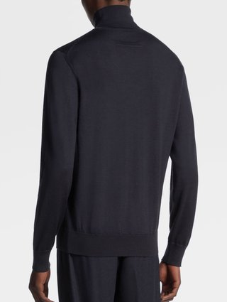 Темно-синий гольф Zegna из бленда кашемира и шелка: фото 2 - Invogue