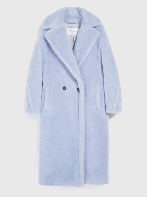 Блакитне пальто Teddy oversize Max Mara з бленду альпаки та шовку: фото - Invogue