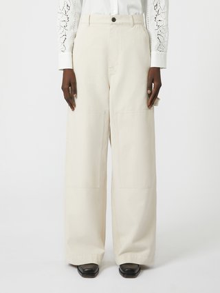 Молочные брюки WEEKEND MAX MARA хлопковые: фото 2 - Invogue