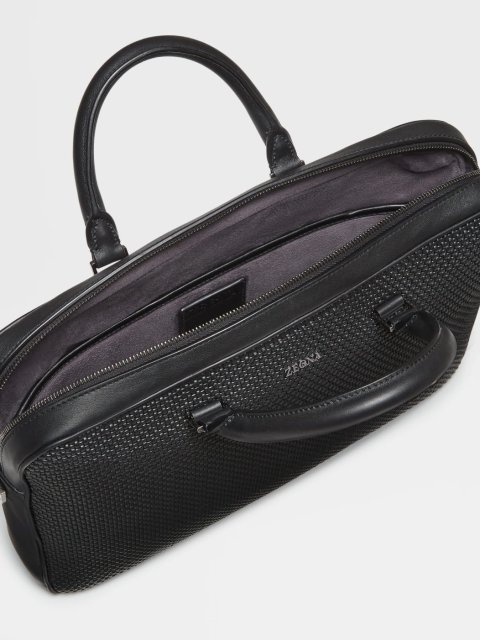Чорна ділова сумка Zegna Edgy зі  шкіри наппа: фото 4 - Invogue