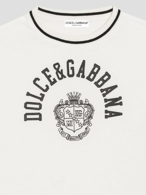 Біла футболка Dolce&Gabbana з бавовни з принтом: фото 2 - Invogue