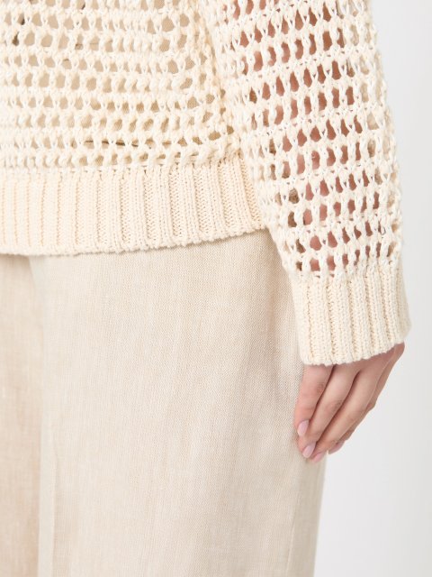 Кремовый свитер Weekend Max Mara из льна и хлопка: фото 4 - Invogue