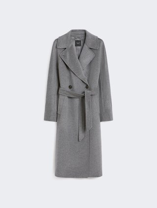 Серое пальто WEEKEND MAX MARA из шерсти: фото - Invogue