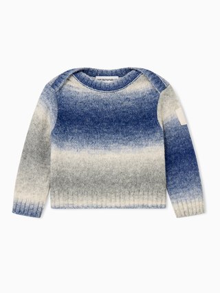 Сине-серый свитер Emporio Armani из хлопка и акрила: фото - Invogue