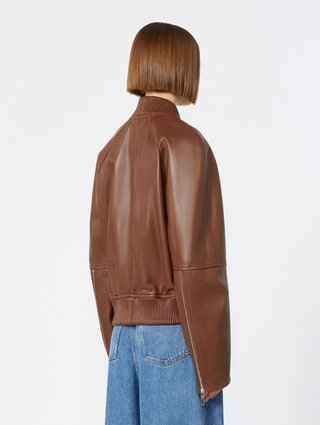 Коричневая куртка Sportmax из кожи: фото 3 - Invogue