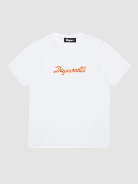 Біла футболка DSQUARED KID  з нашивкою логотипа: фото - Invogue
