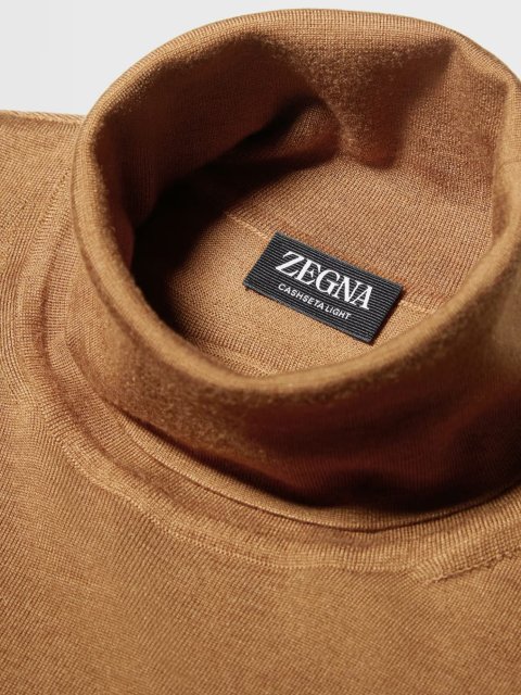 Бежева водолазка ZEGNA з кашеміру та шовку: фото 3 - Invogue