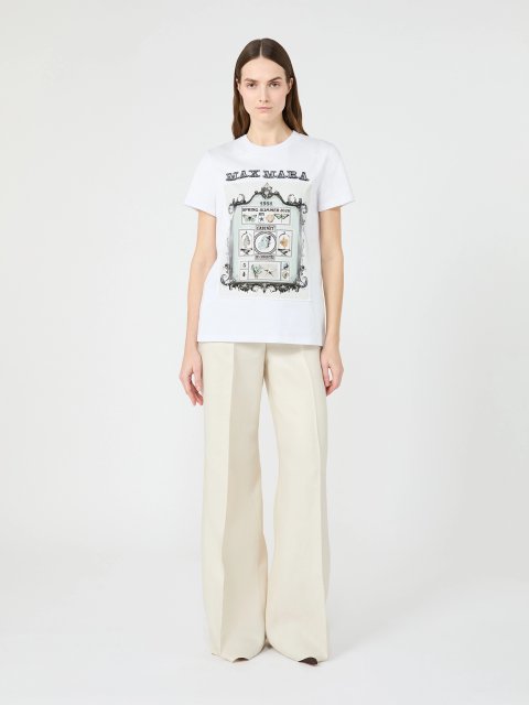 Белая футболка Max Mara с принтом из хлопка: фото 1 - Invogue
