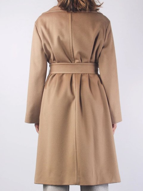 Темно-бежеве пальто MAX MARA з вовни з поясом: фото 2 - Invogue