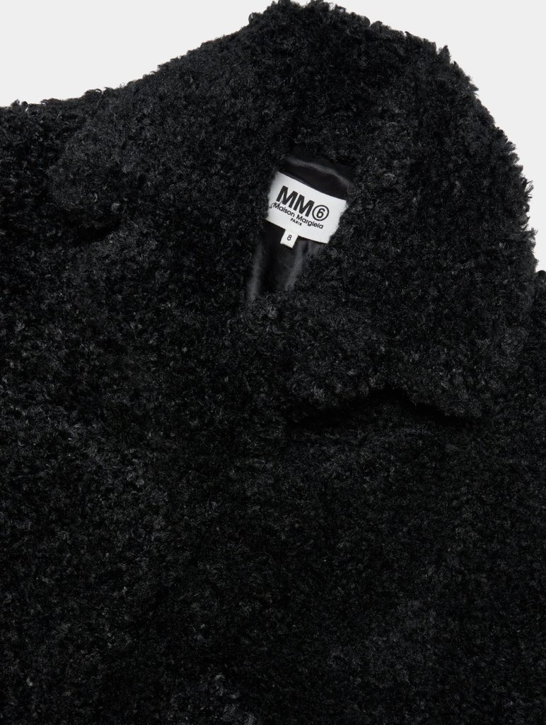Черное пальто MM6 MAISON MARGIELA KIDS: фото 2 - Invogue