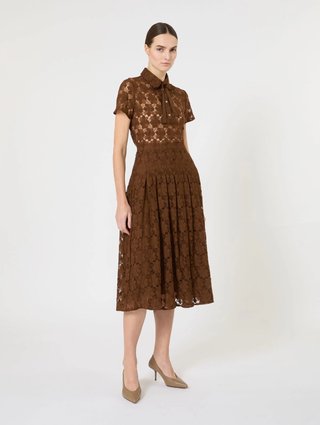 Шоколадная юбка MAX MARA кружевная: фото 1 - Invogue