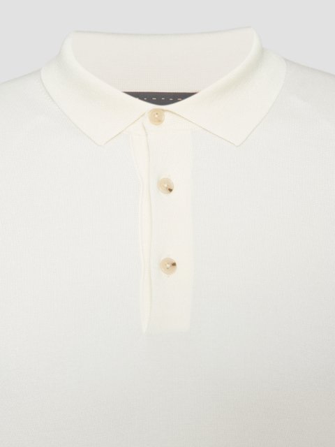 Белое поло BOSS из шелка и хлопка: фото 2 - Invogue
