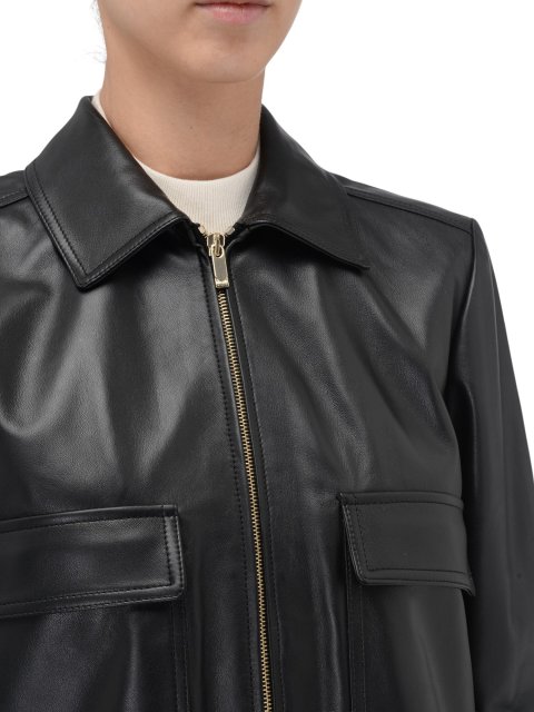 Чорна куртка MAX MARA зі шкіри: фото 3 - Invogue