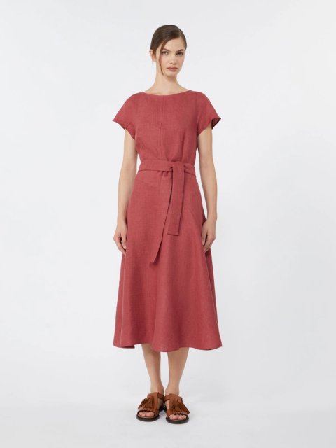 Бордова сукня WEEKEND MAX MARA з чистого льону: фото 3 - Invogue