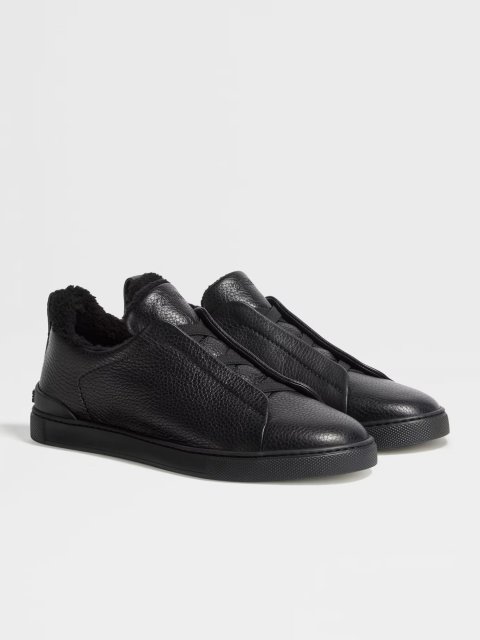 Чорні снікерси ZEGNA зі шкіри: фото 1 - Invogue