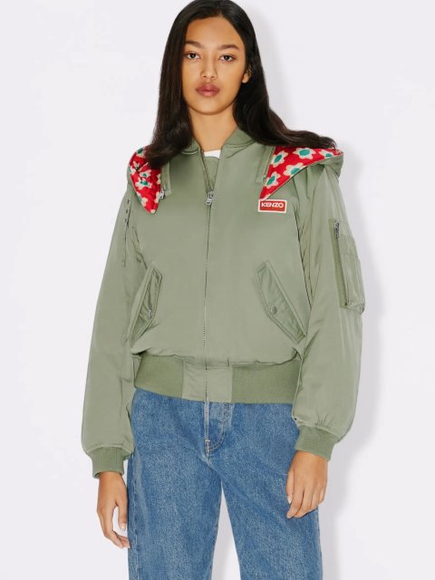 Зеленая короткая парка KENZO со съемным капюшоном: фото 1 - Invogue