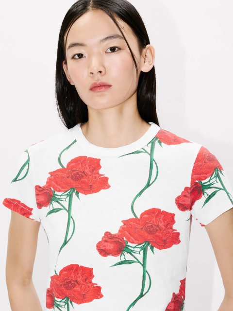 Біла футболка Kenzo з бавовни з квітковим принтом: фото 4 - Invogue