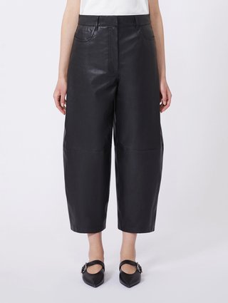Черные брюки WEEKEND MAX MARA кожаные: фото 2 - Invogue