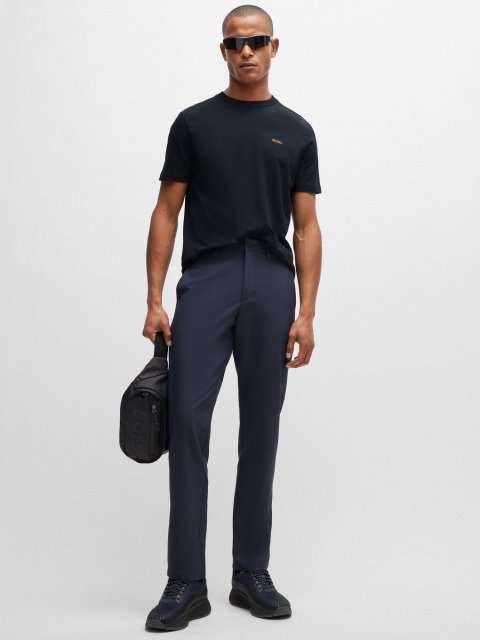 Темно-синяя футболка BOSS из хлопка: фото 1 - Invogue