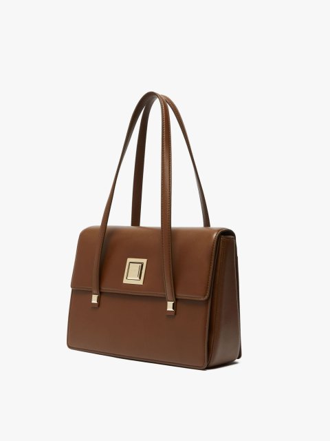 Коричневая сумка MAX MARA квадратной формы из кожи: фото 1 - Invogue