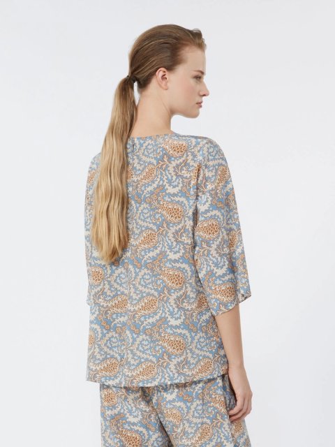 Блакитна блуза WEEKEND MAX MARA з шовкового крепдешину: фото 3 - Invogue