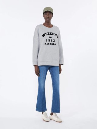 Светло-серый свитшот WEEKEND MAX MARA из хлопкового трикотажа: фото 1 - Invogue