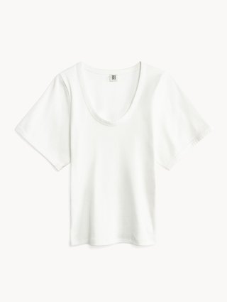 Белая футболка BY MALENE BIRGER из эластичного хлопка: фото - Invogue