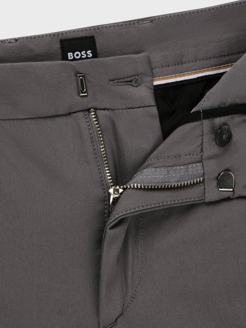 Сірі брюки BOSS крою slim: фото 4 - Invogue
