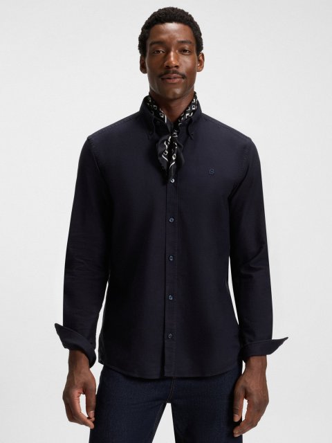 Тёмно-синий шарф BOSS из шёлка: фото 1 - Invogue