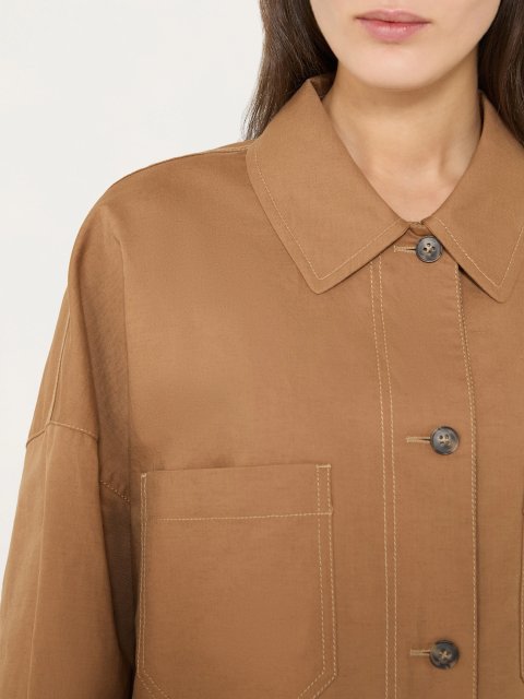 Коричневий жакет Weekend Max Mara з льону та бавовни: фото 4 - Invogue