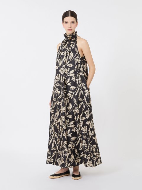 Чорна сукня з принтом Max Mara з шовку: фото 2 - Invogue