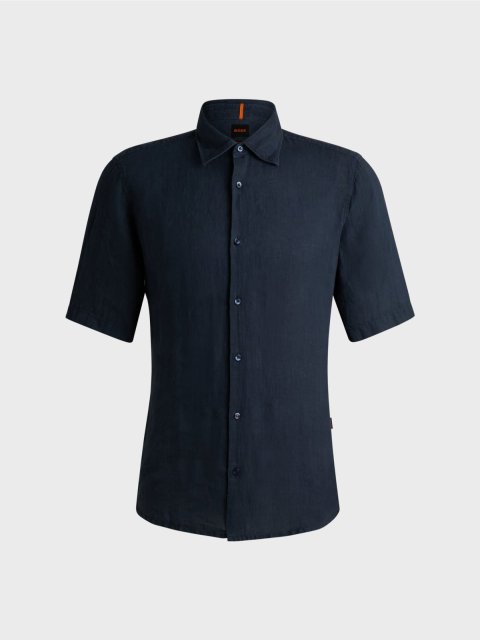 Тёмно-синяя рубашка BOSS: фото - Invogue