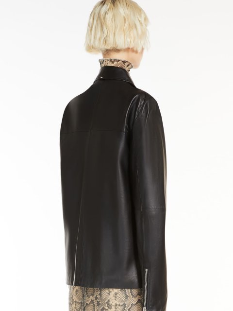 Чорна куртка SPORTMAX зі шкіри: фото 2 - Invogue