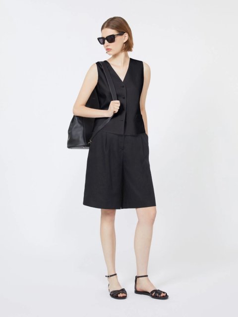Чорні бермуди Max Mara з лляного полотна: фото 1 - Invogue