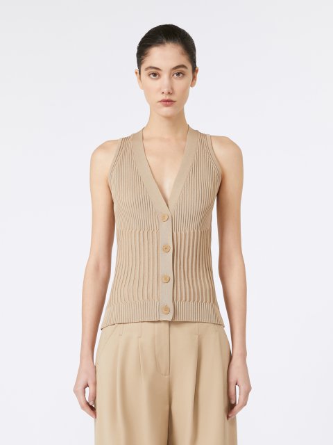 Пісочний жилет MAX MARA з суміші бавовни та віскози: фото 2 - Invogue