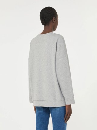 Светло-серый свитшот WEEKEND MAX MARA из хлопкового трикотажа: фото 3 - Invogue