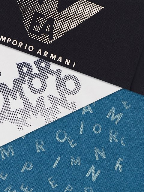 Набір із трьох футболок з джерсі з логотипом Emporio Armani Kids: фото 1 - Invogue