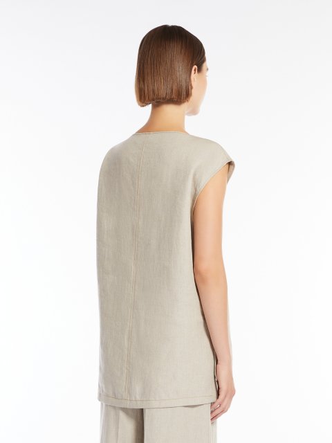 Бежева блуза Max Mara з льону: фото 3 - Invogue