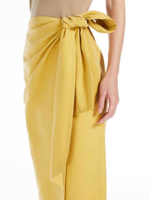 Желтая юбка Max Mara из льна и шелка: фото 4 - Invogue